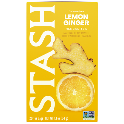 Stash Lemon Ginger Herbal Tea 20 bag box front — BambiniJO Jordan