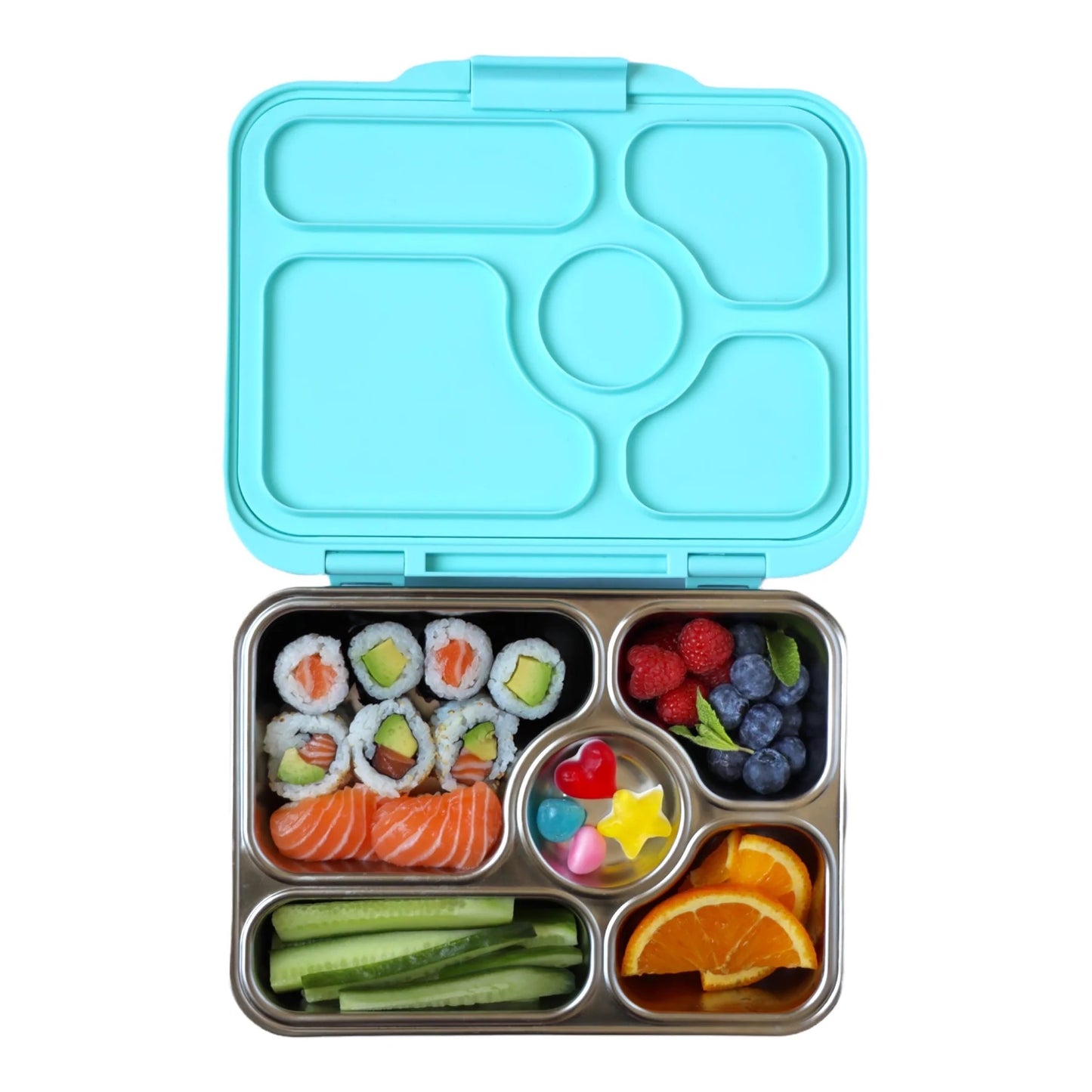 Yumbox - Stainless Steel Bento | 5 Compartments | Leakproof | Tulum Blue