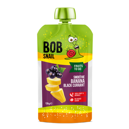 Bob Snail Fruit Puree Pouch Banana & Black Currant 120g — BambiniJO Jordan