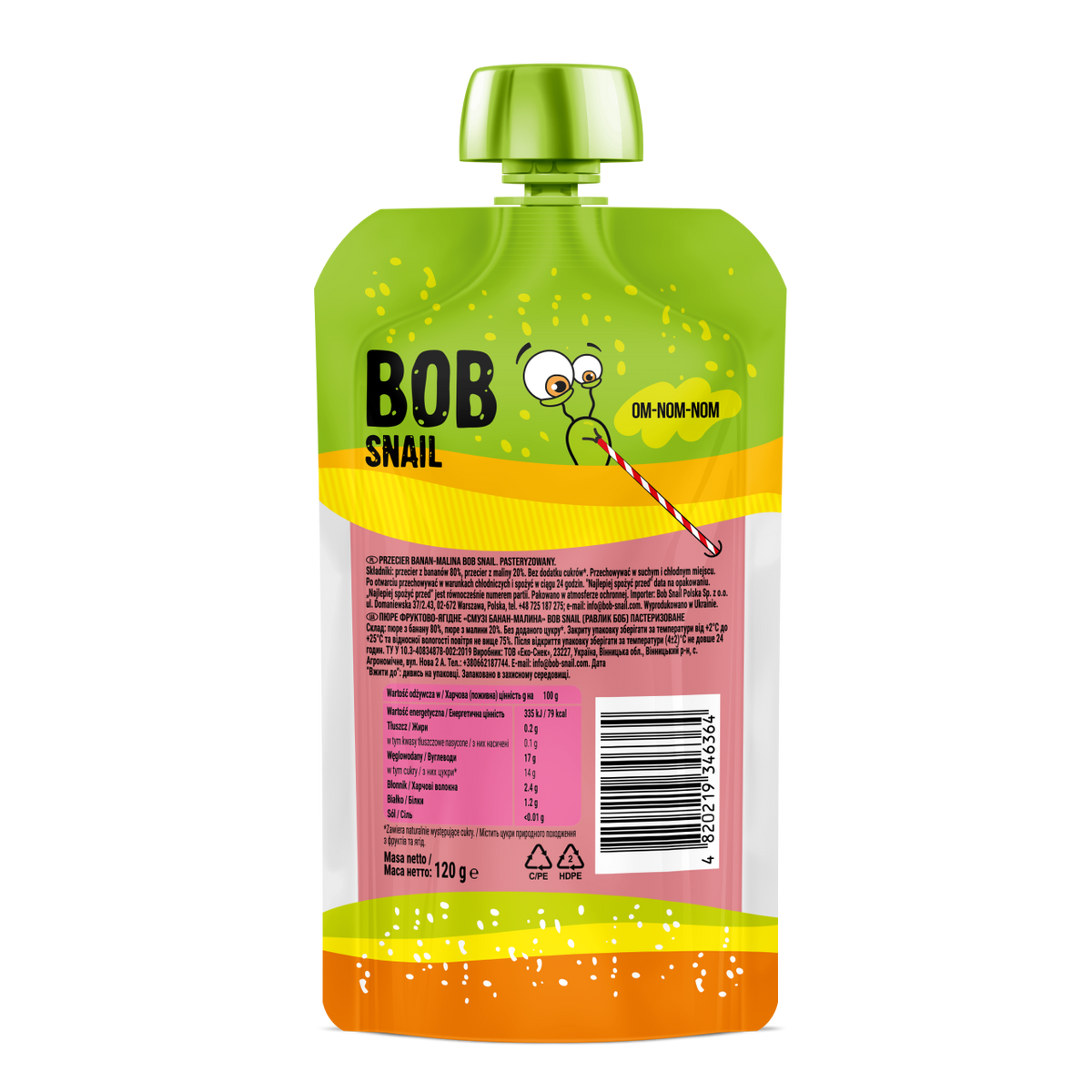 Bob Snail Fruit Puree Pouch Banana & Raspberry 120g — BambiniJO Jordan
