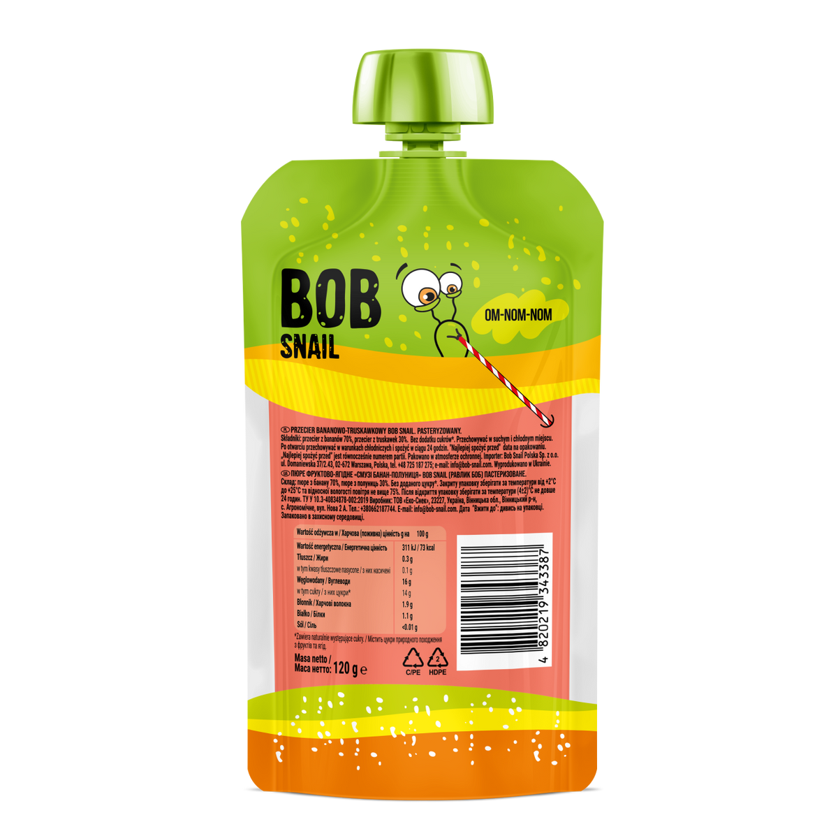 Bob Snail Fruit Puree Pouch Banana & Strawberry 120g — BambiniJO Jordan