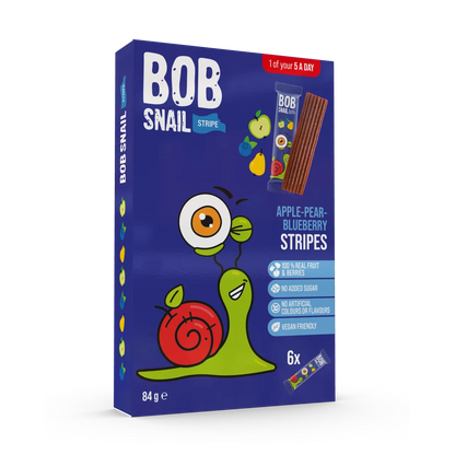 Bob Snail Fruit Stripes Apple, Pear & Blueberry 84g — BambiniJO Jordan