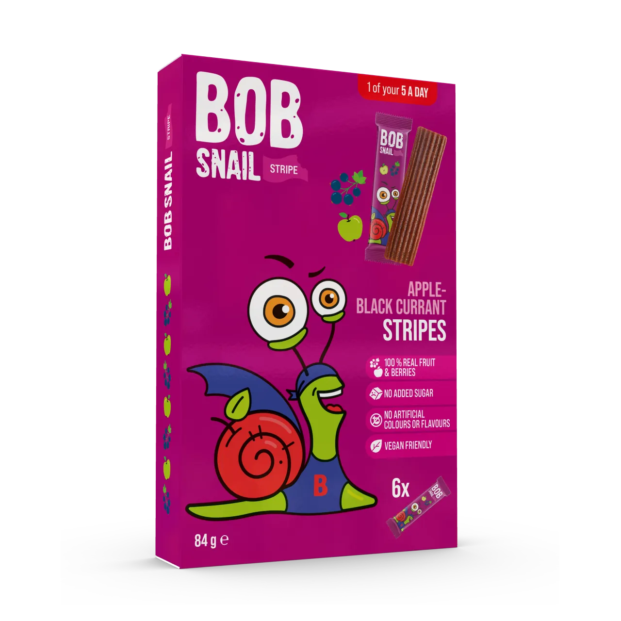 Bob Snail - Fruit Stripes Apple & Black Currant | 84g (6 x 14g)