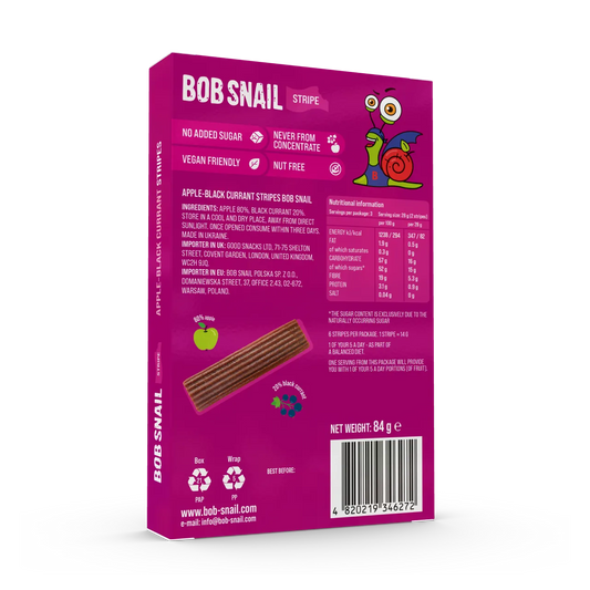 Bob Snail Fruit Stripes Apple & Black Currant 84g — BambiniJO Jordan