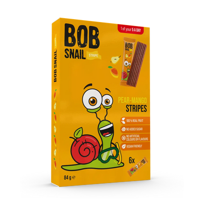 Bob Snail Fruit Stripes Pear & Mango 84g — BambiniJO Jordan