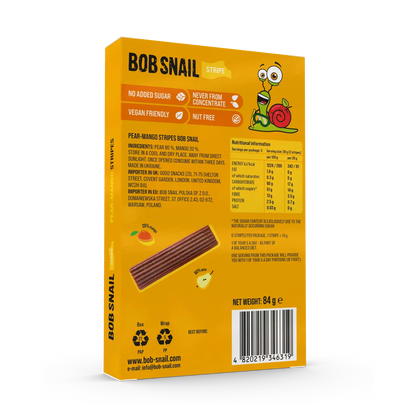 Bob Snail Fruit Stripes Pear & Mango 84g — BambiniJO Jordan