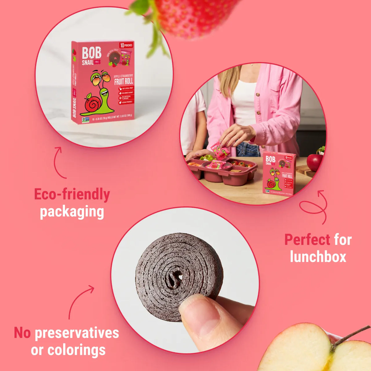 Bob Snail Fruit Roll Apple & Strawberry 100g — BambiniJO Jordan