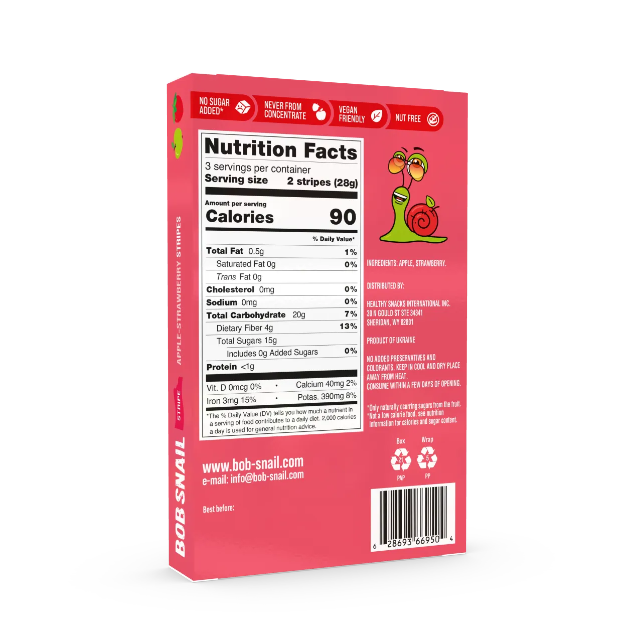 Bob Snail Fruit Stripes Apple & Strawberry 84g — BambiniJO Jordan