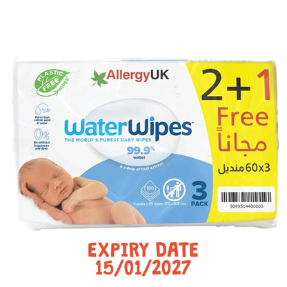 WaterWipes | Baby Wipes Offer | 2+1 Free | Expiry Date 15/01/2027