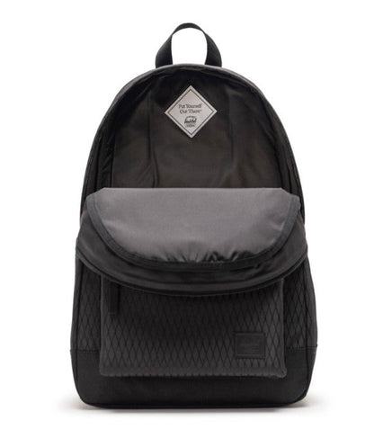 Herschel Heritage Backpack in Black Diamond/Black, 24L - side angle