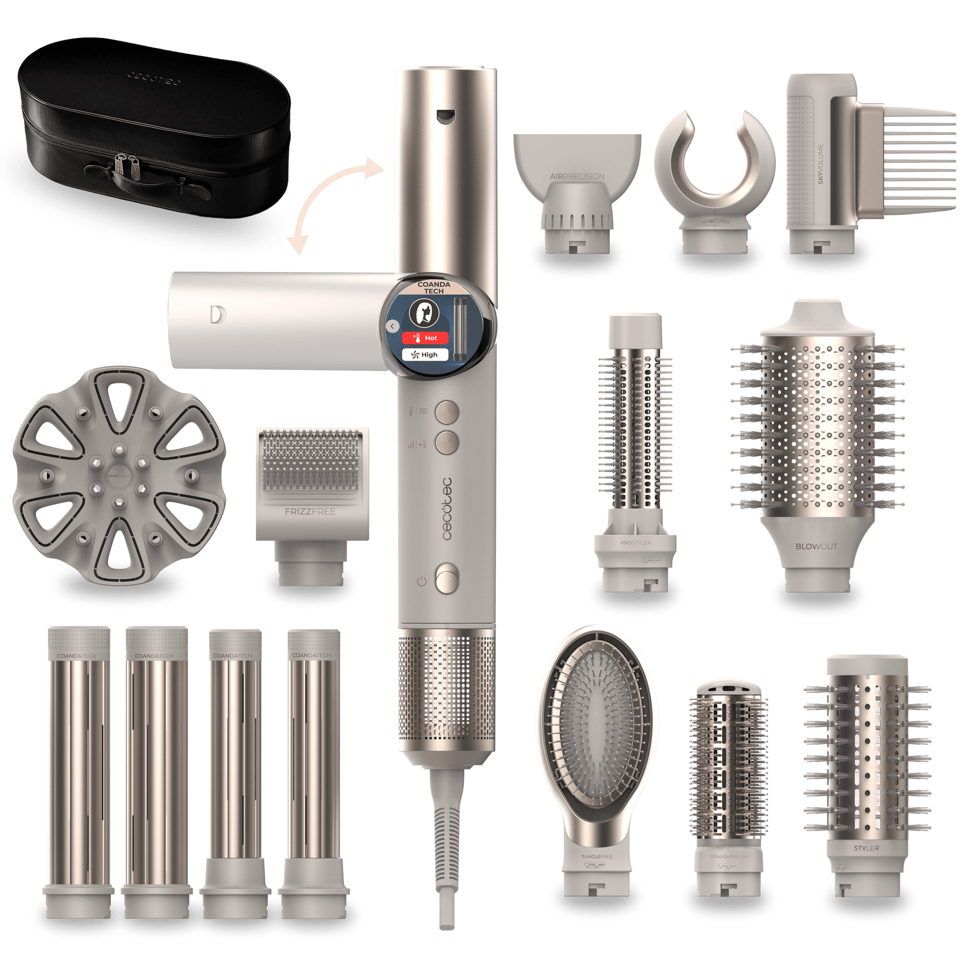 Cecotec - AirGlisse 14in1 Flex Multi-Styler | Champagne | 1400W
