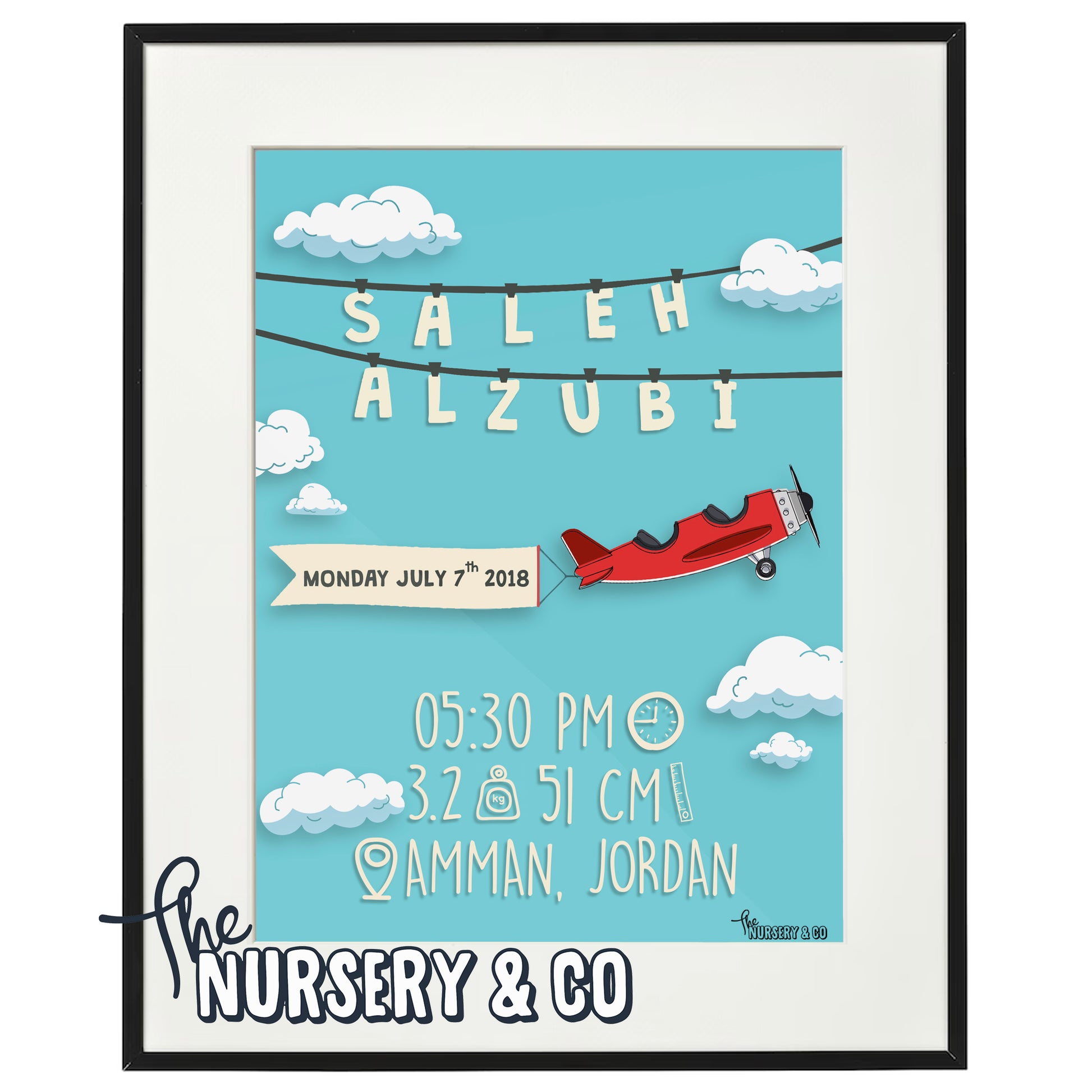 Customized Birth Certificate Frame | Airplane Customized Birth Certificate Frame | Airplane