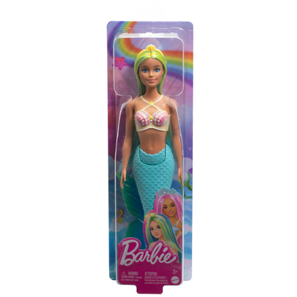 Barbie mermaid doll with blue and yellow hair and turquoise tail