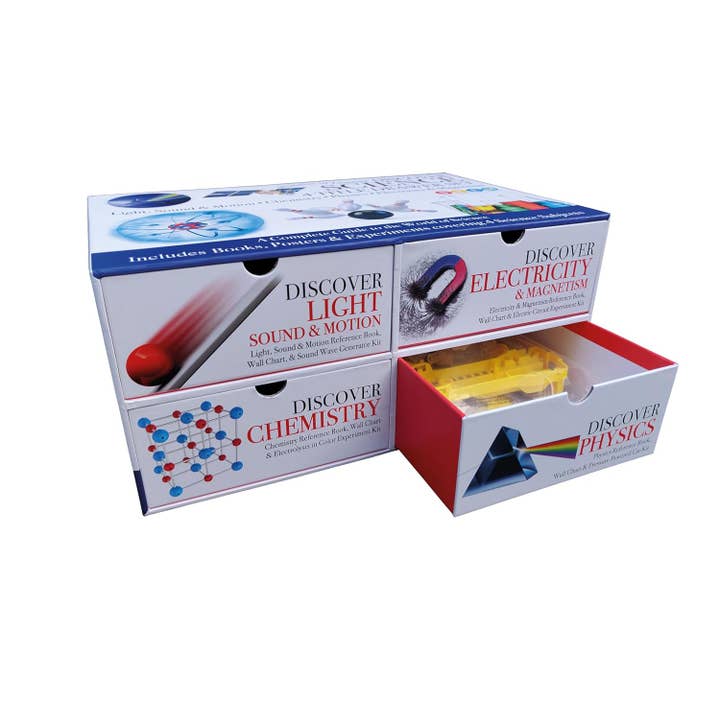 World of Discovery - STEM Four-Drawer Discovery Set (Light, Sound, Chemistry, Physics, Electricity & Magnetism) | 6Y+