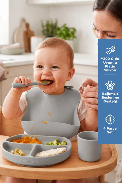 BabyJem Silicone Feeding Set Grey