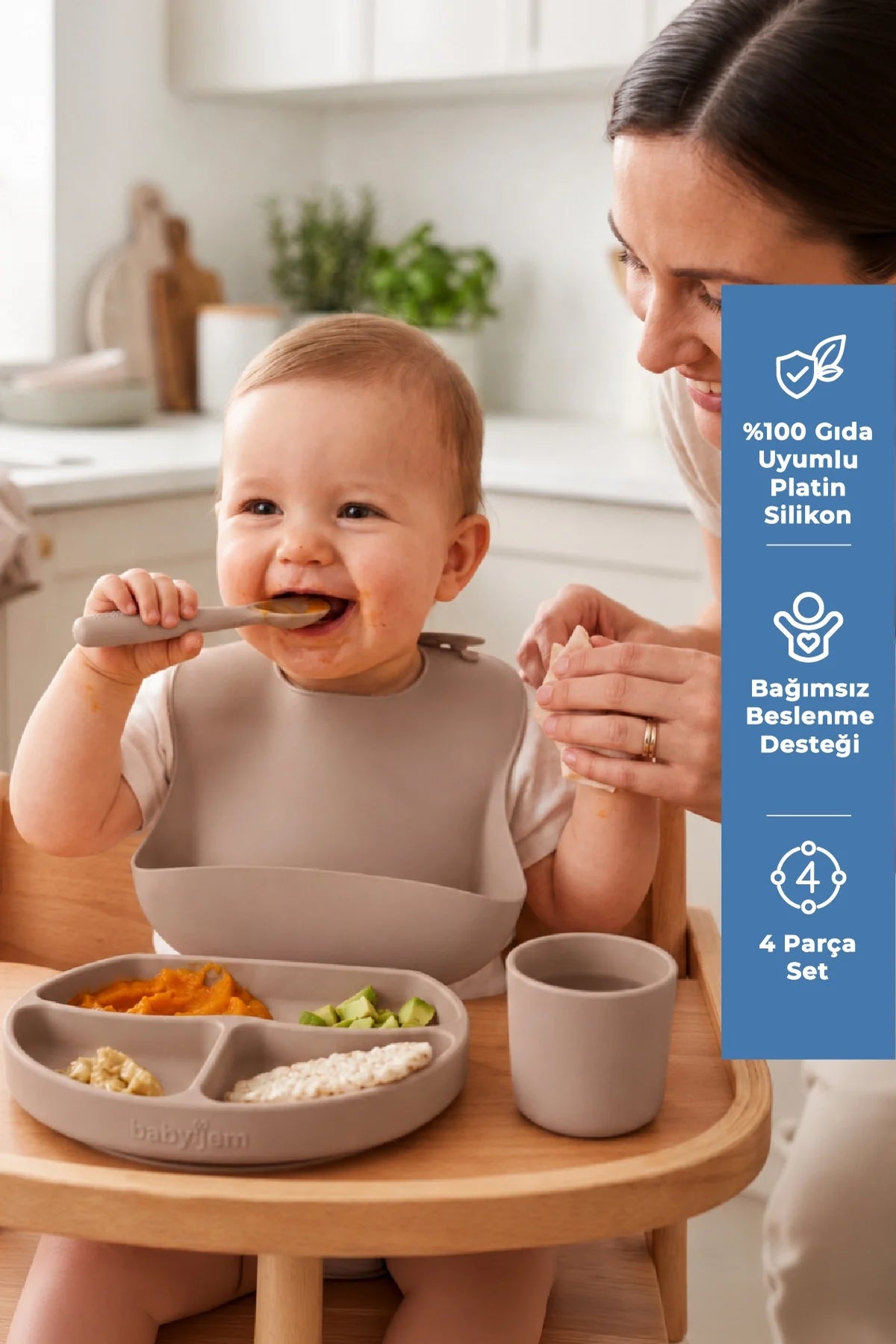 BabyJem Silicone Feeding Set Latte