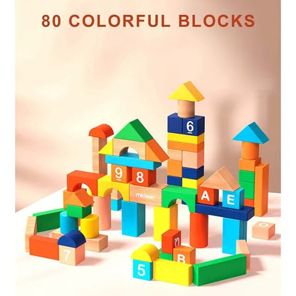 Mideer - Creative Wooden Building Blocks | 80pcs