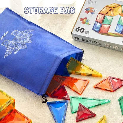 ميدير - مسار الرخام - بلاطات مغناطيسية ملونة | 100 قطعة 