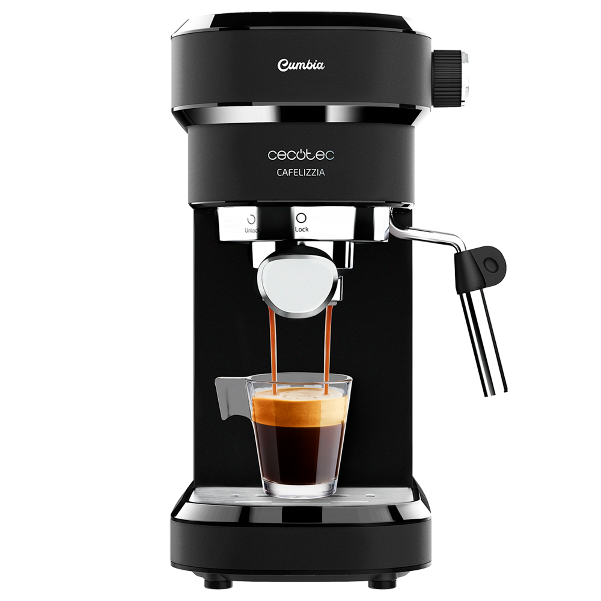 Cecotec - ماكينة تحضير قهوة الإسبريسو Cafelizzia 790 باللون الأسود | 20 بار | 1350 واط