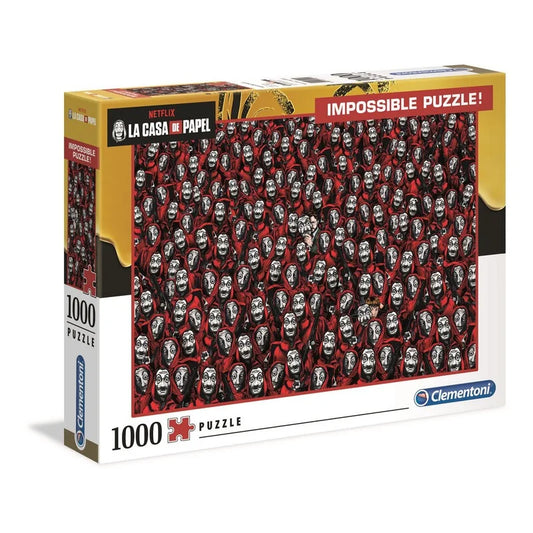 Clementoni La Casa de Papel Impossible 1000 piece puzzle box, Dali masks and red jumpsuits — BambiniJO Jordan