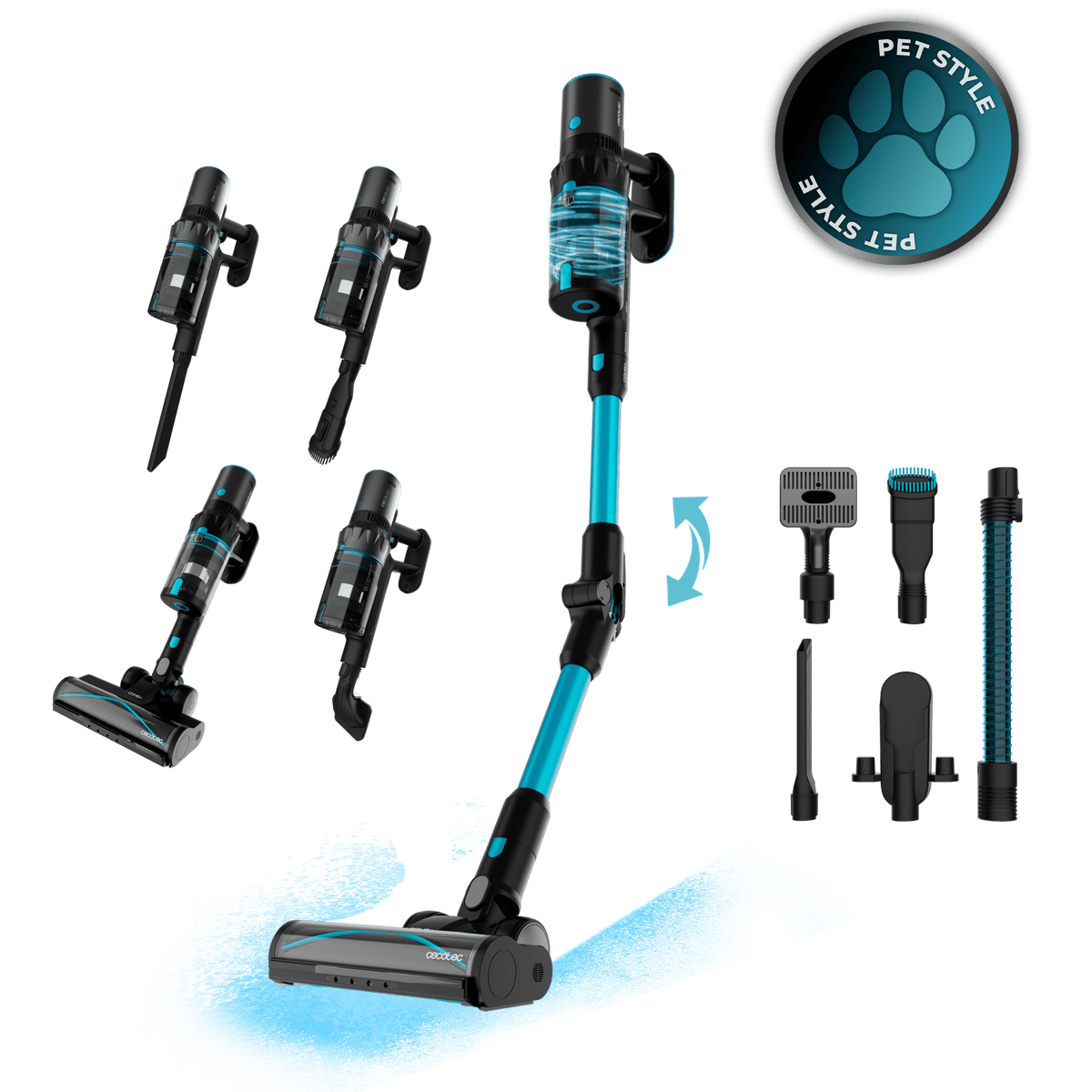 Cecotec - Conga Rockstar 3500 Storm Pet Flex Cordless Vacuum | 150AW | 70 Min