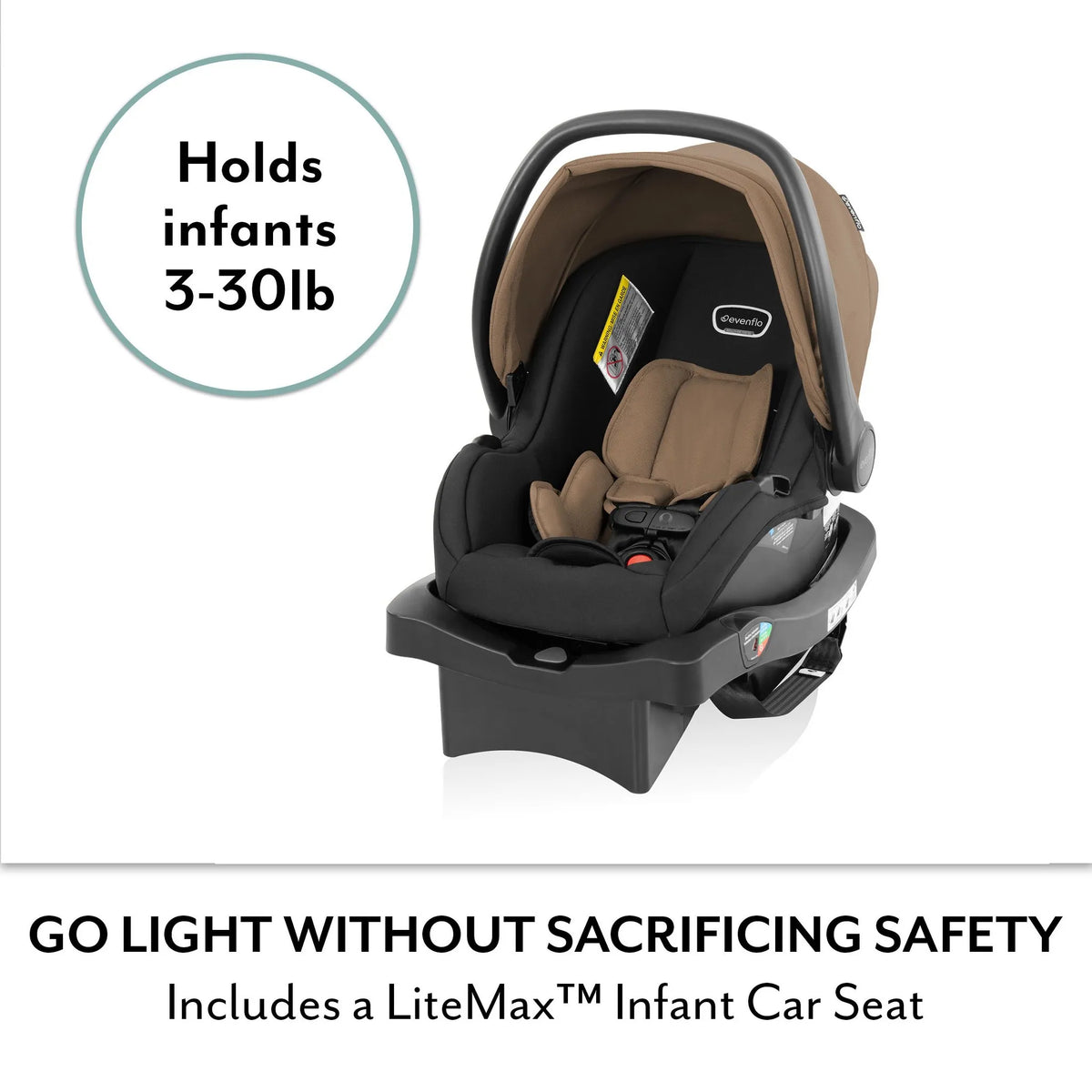 Evenflo - Otto+ Lightweight Travel System with LiteMax Infant Car Seat | Chia Black