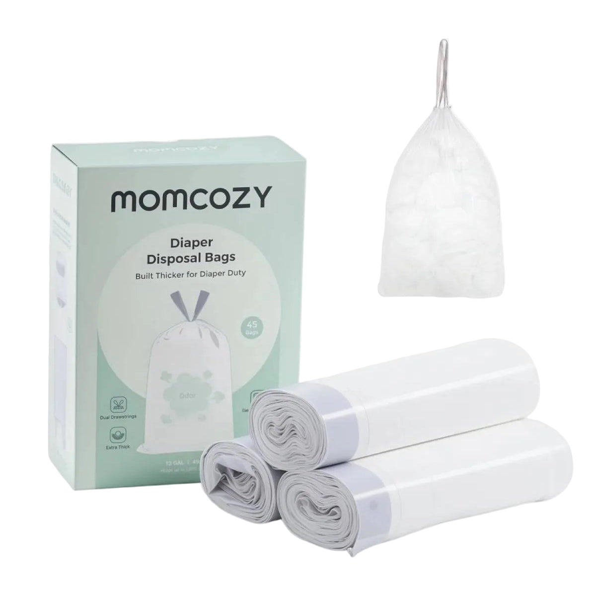 Momcozy - Drawstring Diaper Pail Bags | 13 Gallon | 45 Count