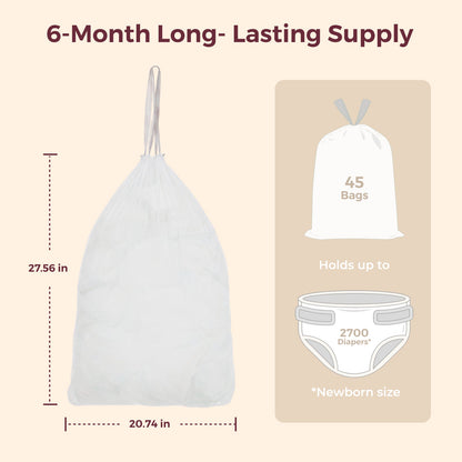 Momcozy - Drawstring Diaper Pail Bags | 13 Gallon | 45 Count