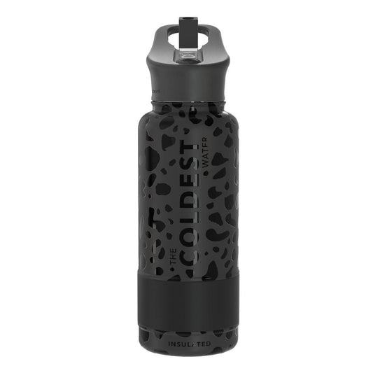 The Coldest Water -Straw Sports Bottle - 946ml - 32 OZ - Black Leopard