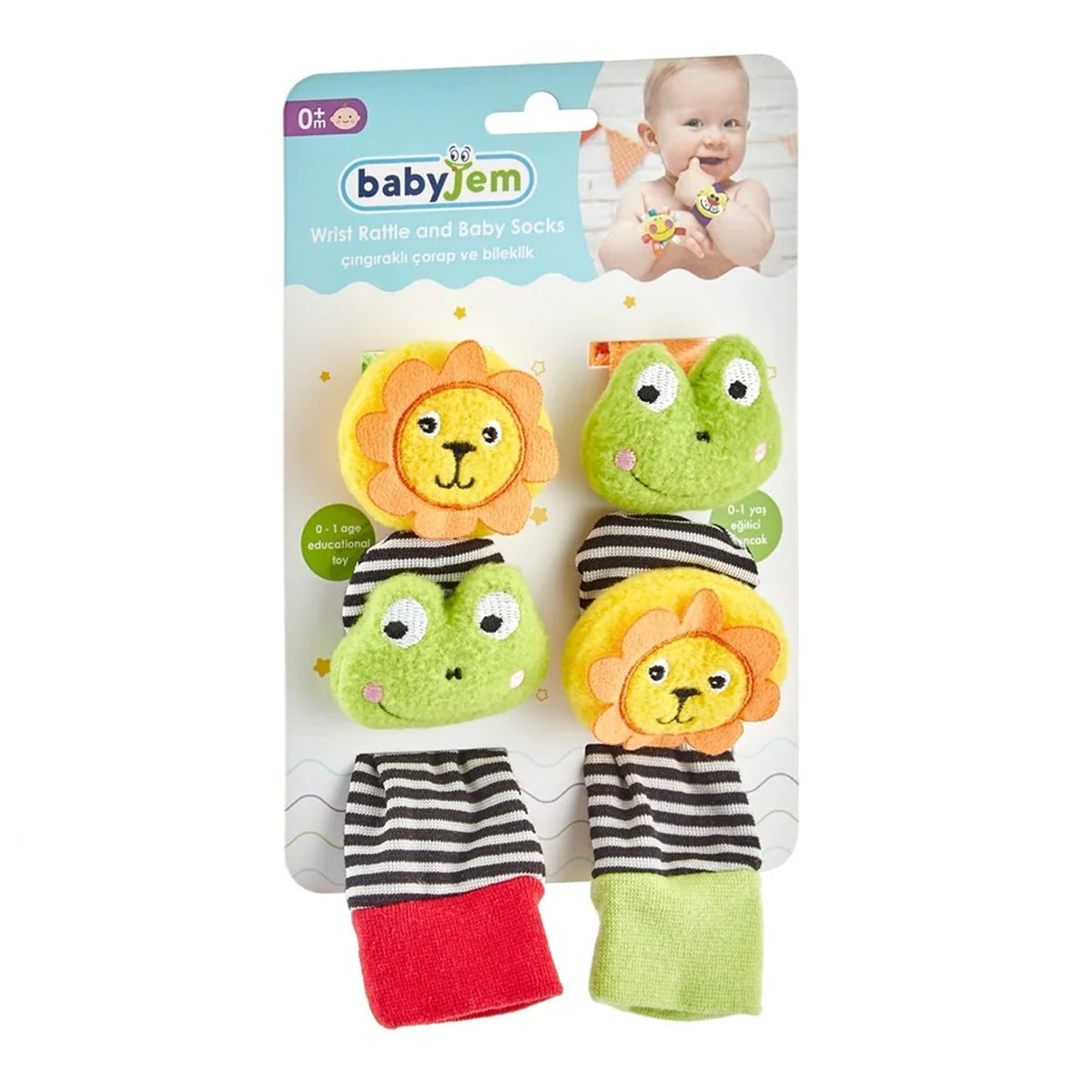 BabyJem - Wrist Rattle & Baby Socks Lion & Frog BabyJem - Wrist Rattle & Baby Socks Lion & Frog