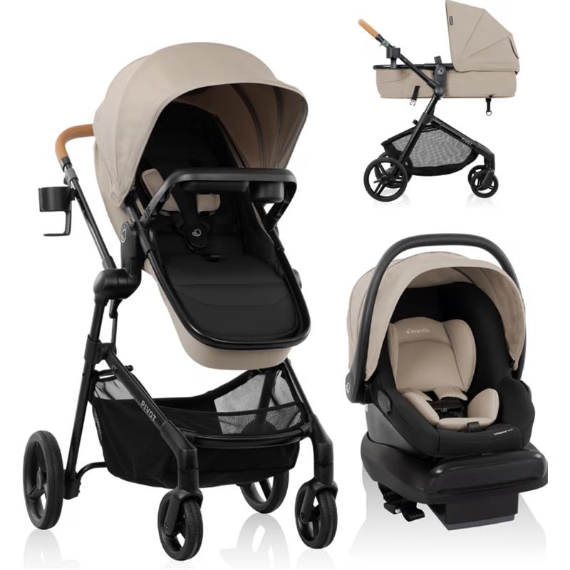 Evenflo - Pivot NXT Travel System with LiteMax NXT Infant Car Seat | Latte Tan
