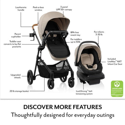 Evenflo - Pivot NXT Travel System with LiteMax NXT Infant Car Seat | Latte Tan