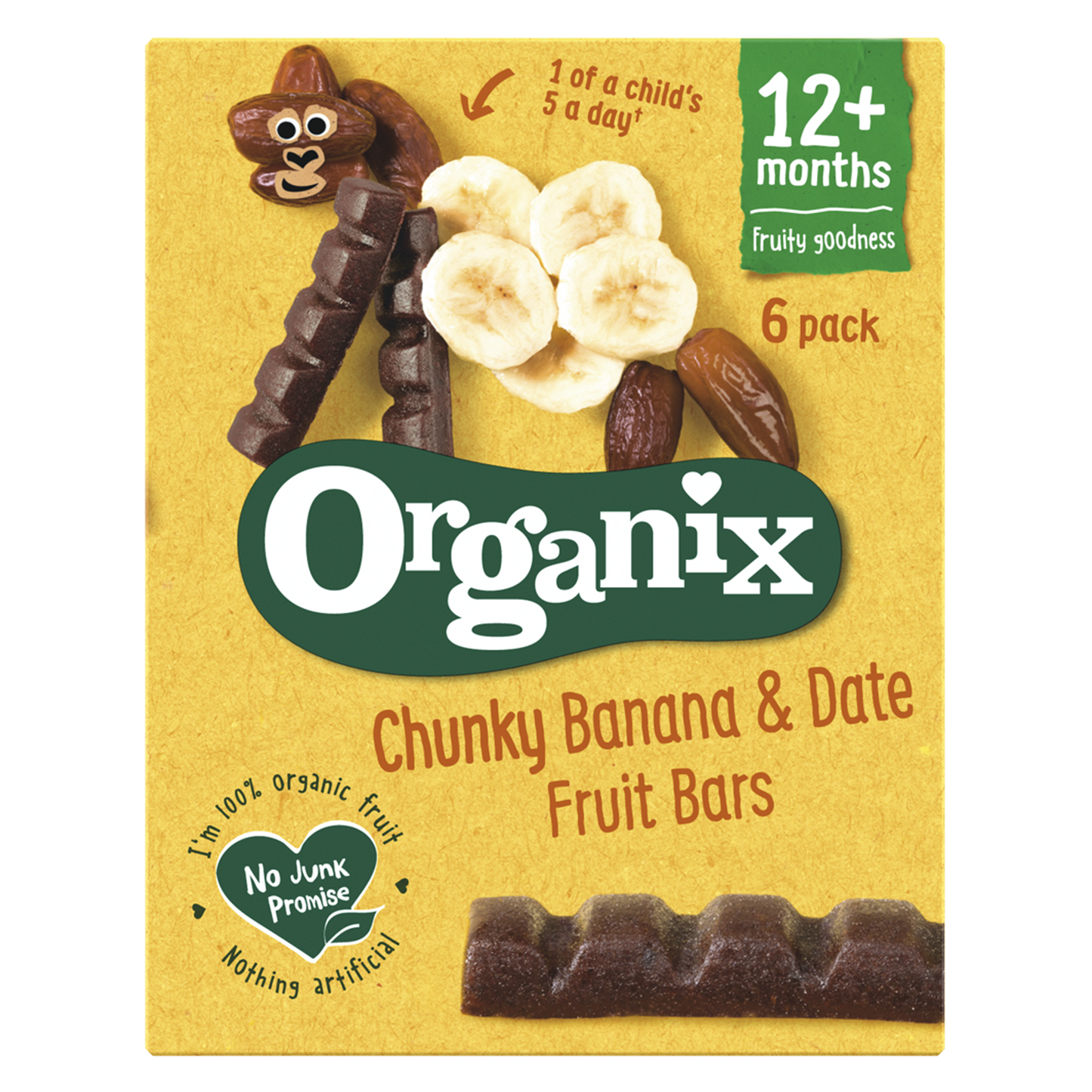 Organix - Organic Banana & Date Chunky Fruit Bars 6 Pack