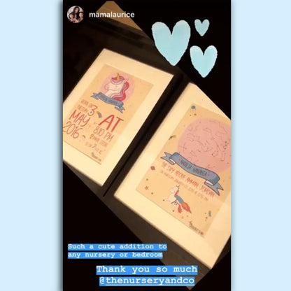 Customized Birth Certificate Frame | Unicorn