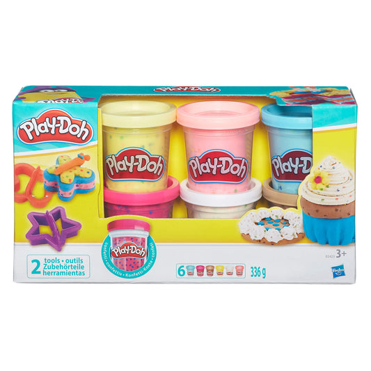 Play-Doh Confetti Compound Collection - 6 x 56g Pots + 2 Cutters