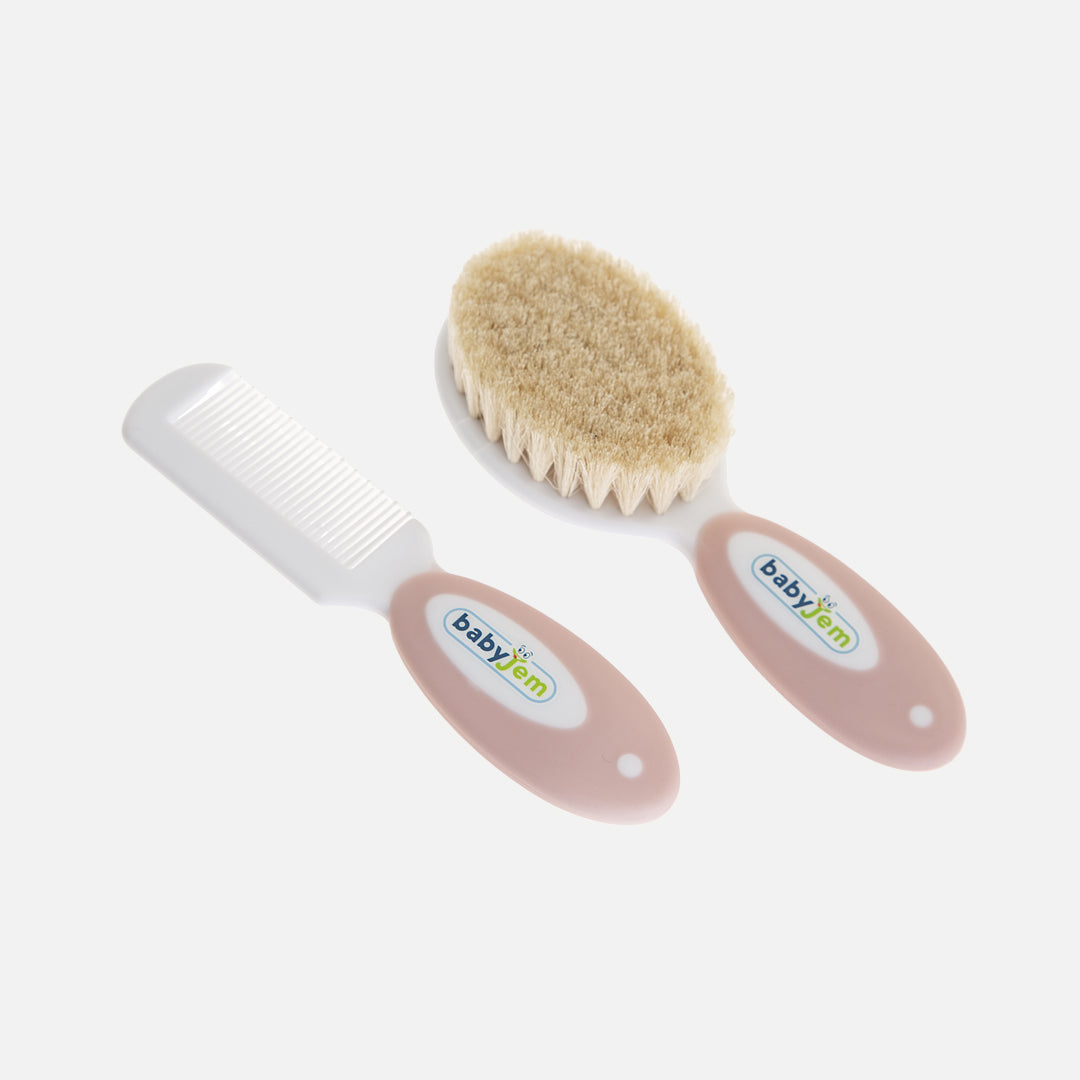 BabyJem Natural Brush & Comb Set Pink