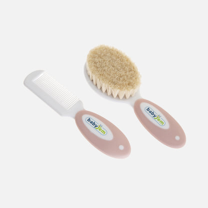 BabyJem Natural Brush & Comb Set Pink