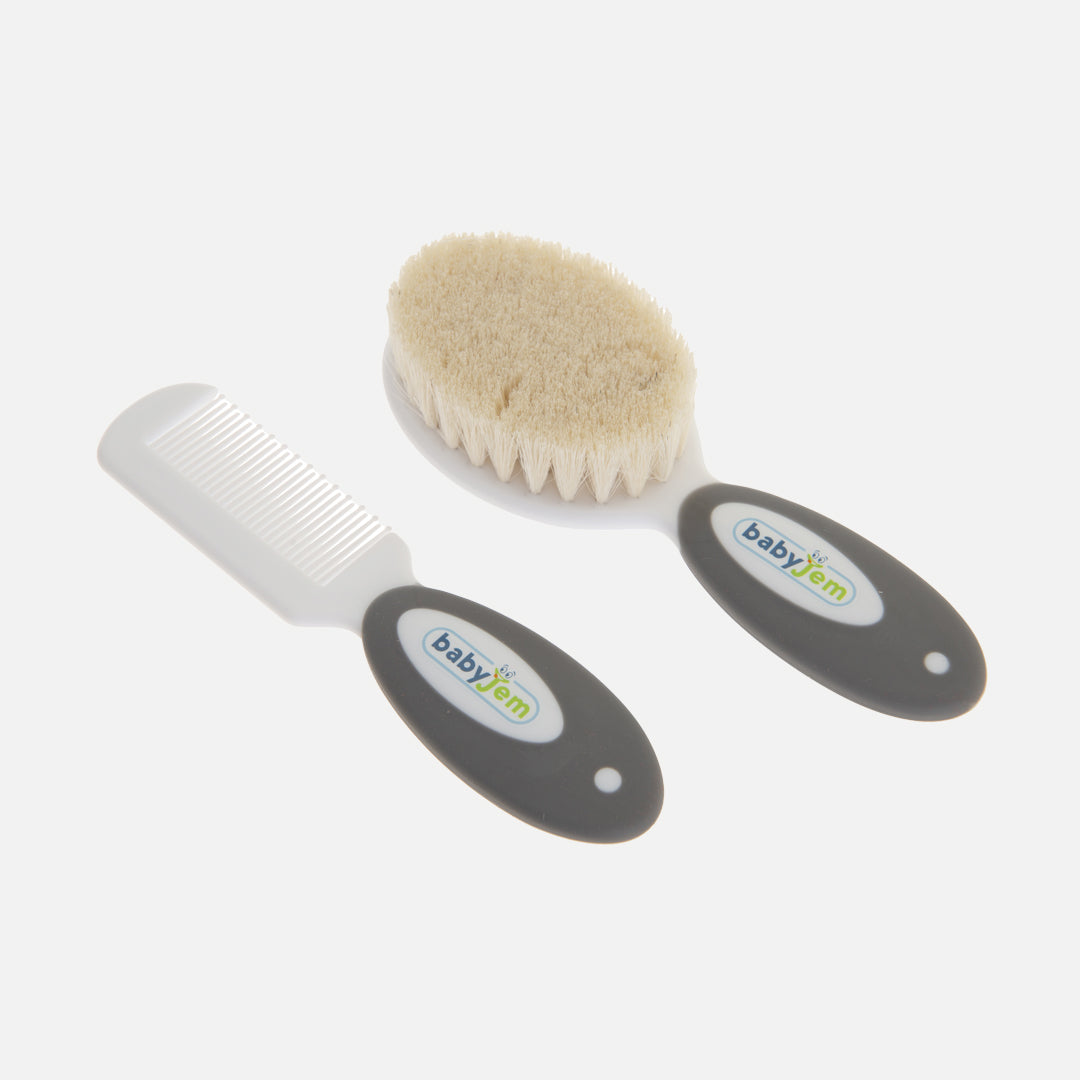 BabyJem Natural Brush & Comb Set Gray