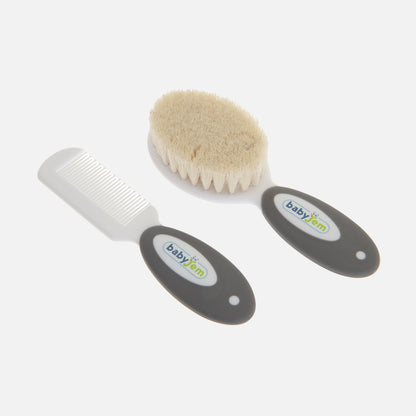 BabyJem Natural Brush & Comb Set Gray