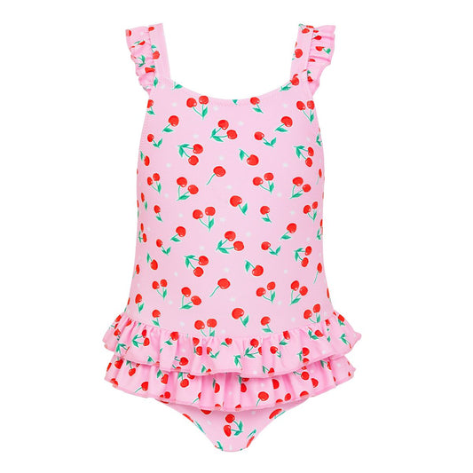 Sunuva - Girls Pink Cherries Frill Swimsuit