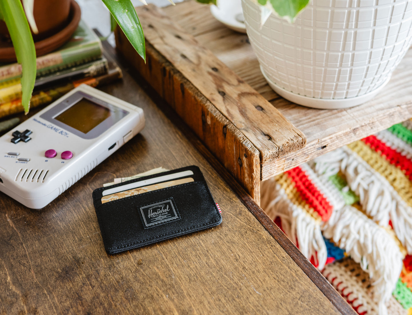 Herschel Charlie Cardholder Wallet in Black Tonal - lifestyle shot