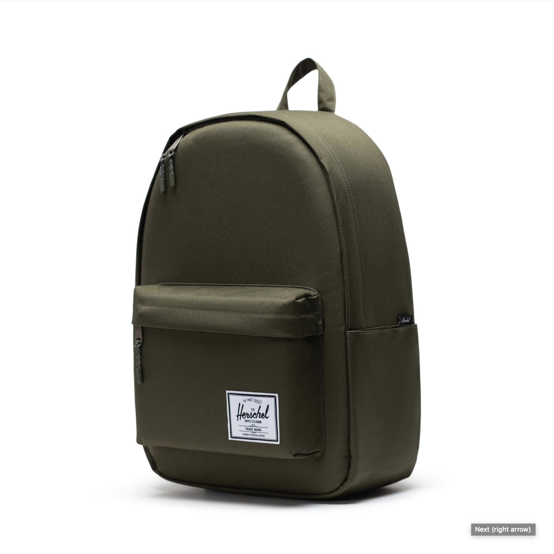 Herschel Classic XL Backpack in Ivy Green, 30L, detail view