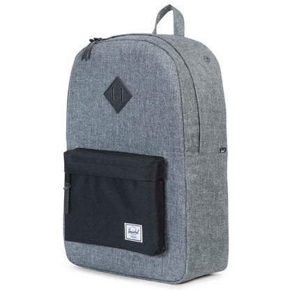 Herschel Heritage Backpack in Raven Crosshatch, side angle view