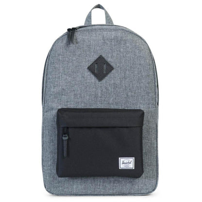 Herschel Heritage Backpack in Raven Crosshatch, front view on white background