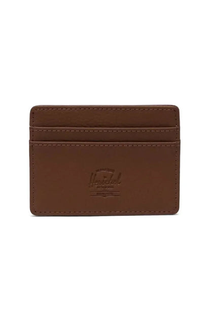 Herschel Charlie Cardholder Vegan Leather Saddle Brown - front view