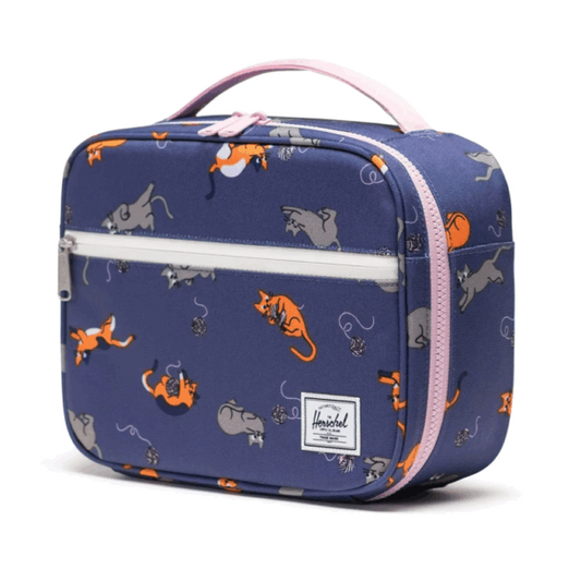 Herschel Pop Quiz Lunch Box Little Herschel in Playing Cats print, side view — BambiniJO Jordan