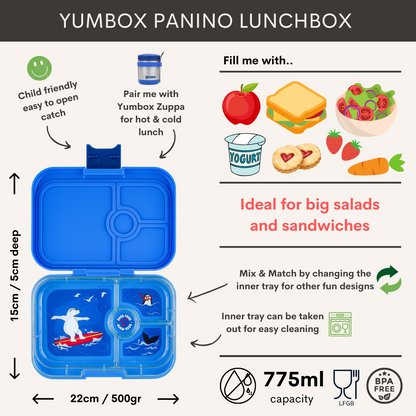 Yumbox - Bento Box | 4 Compartments | Polar Bear | Surf Blue