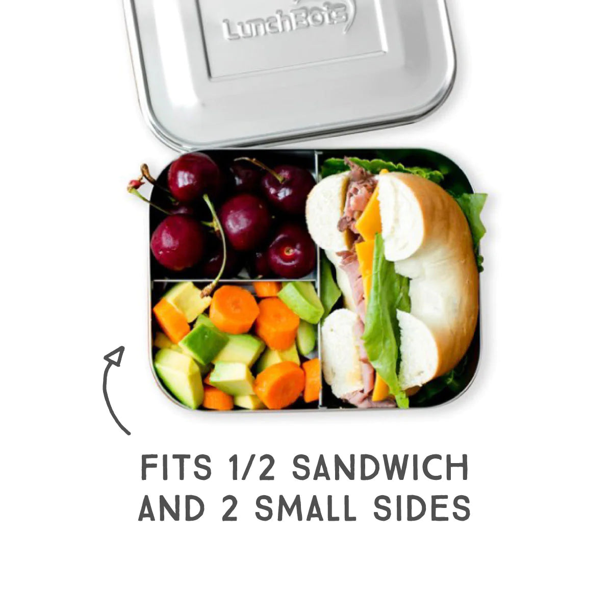 LunchBots - Medium Trio Bento Box | 3 Compartments | Green