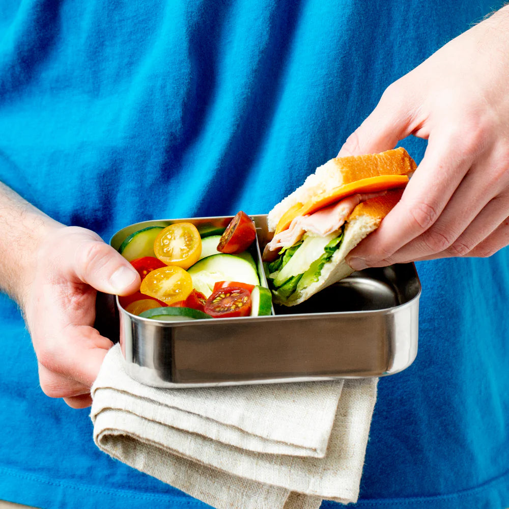 LunchBots - Medium Duo Bento Box | 2 Compartments | Green LunchBots - Medium Duo Bento Box | 2 Compartments | Green