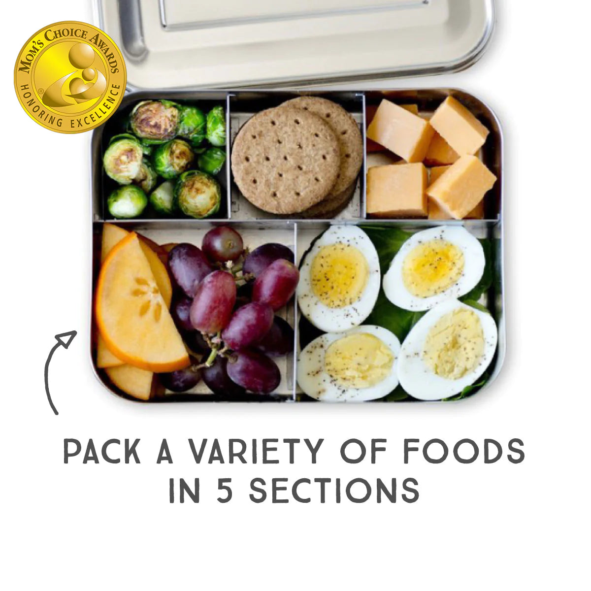 LunchBots - Large Cinco Bento Box | 5 Compartments | Aqua